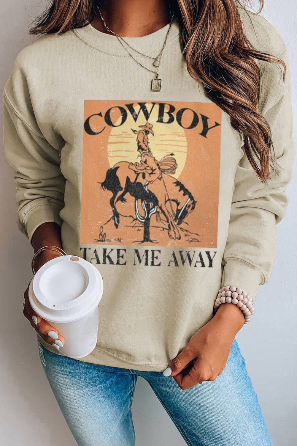 Merry Christmas Graphic Print Long Sleeve Sweatshirt