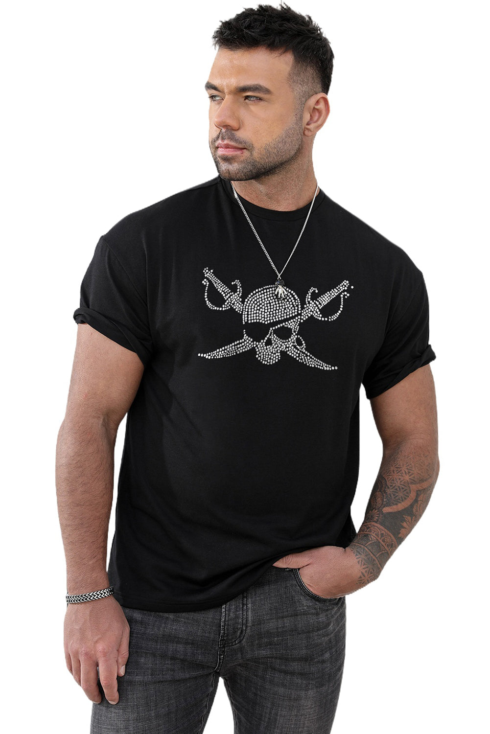 CRAYONS Letter Print O-neck Short Sleeve Men's T Shirt