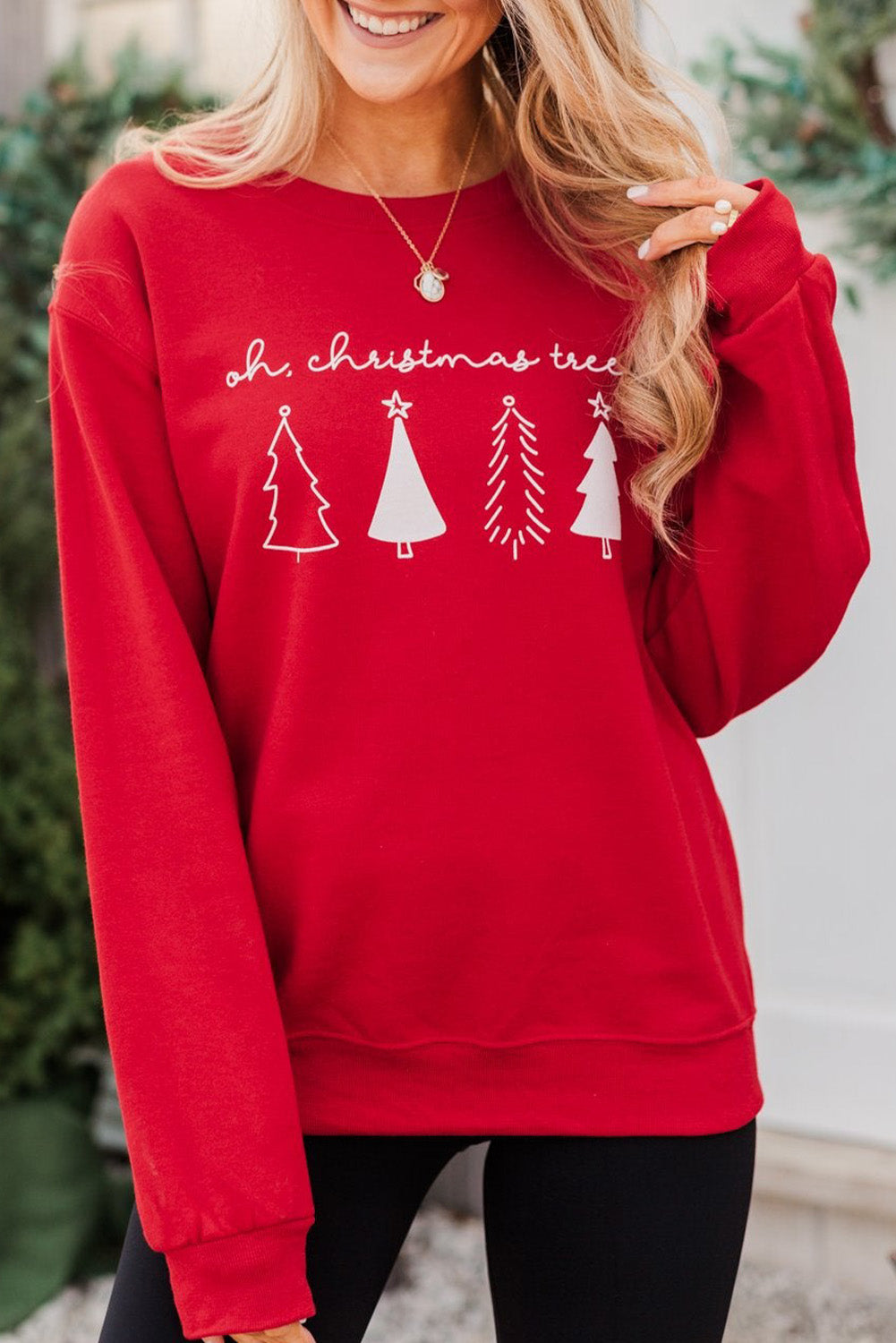 Merry Christmas Graphic Print Long Sleeve Sweatshirt