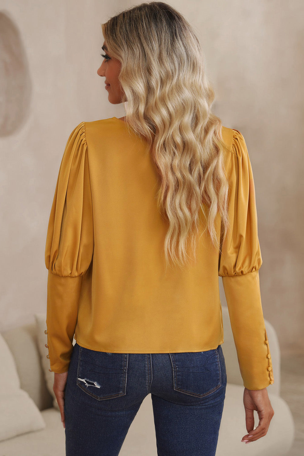 Satin Cuffed Sleeve Shirt