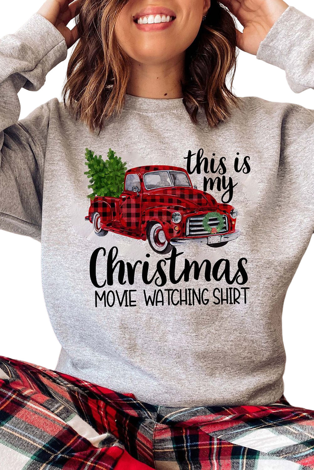 Merry Christmas Graphic Print Long Sleeve Sweatshirt