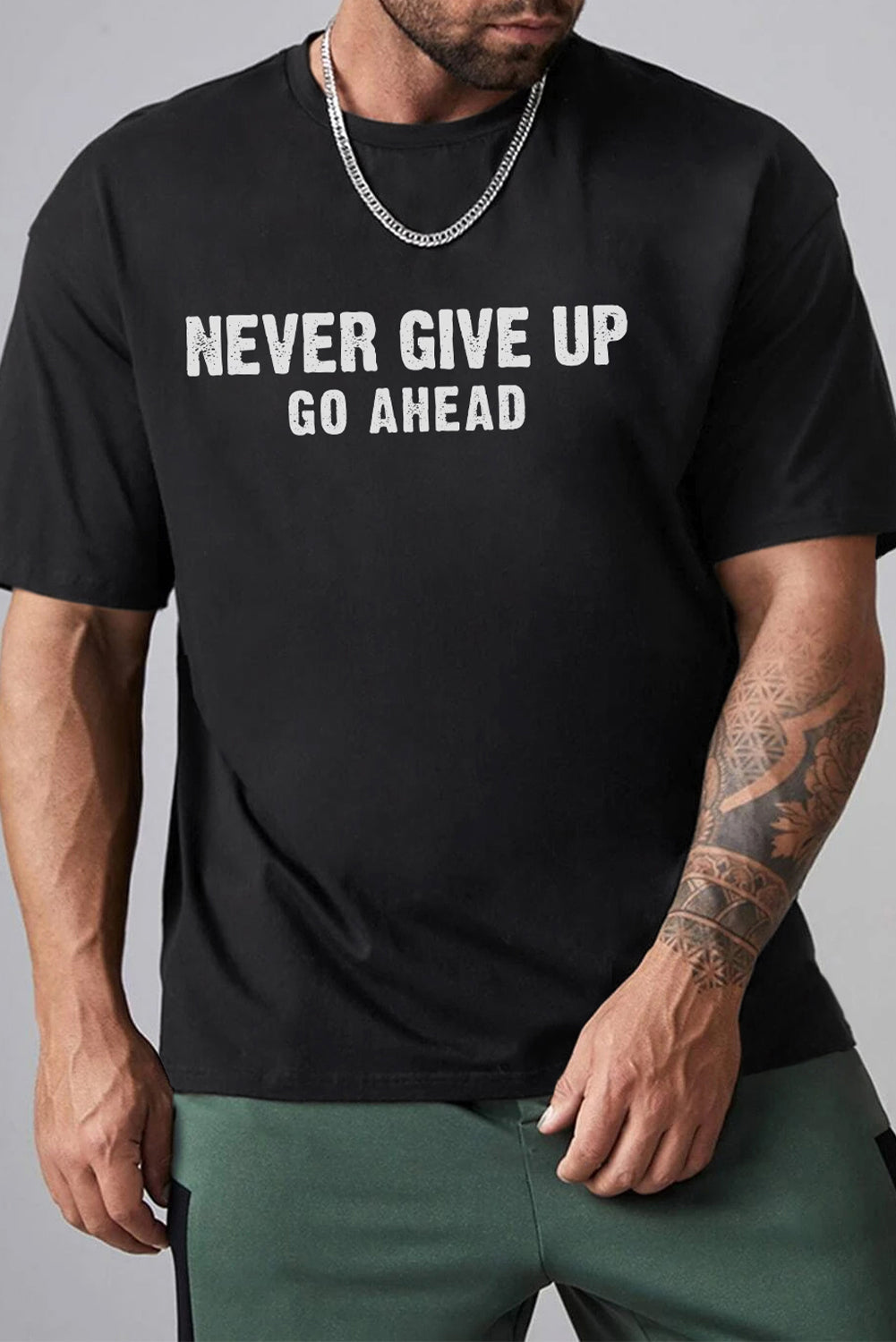 DO IT Letter Print O Neck Men's Oversized Tee
