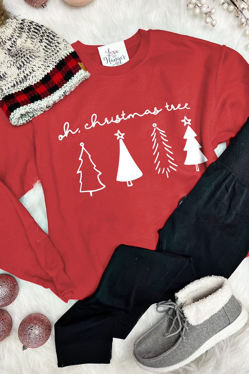 Merry Christmas Graphic Print Long Sleeve Sweatshirt