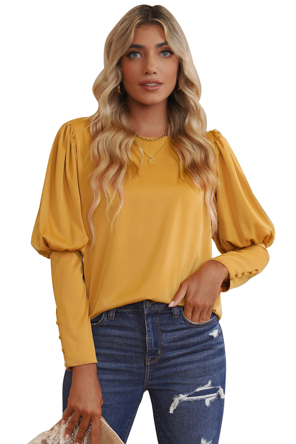 Satin Cuffed Sleeve Shirt