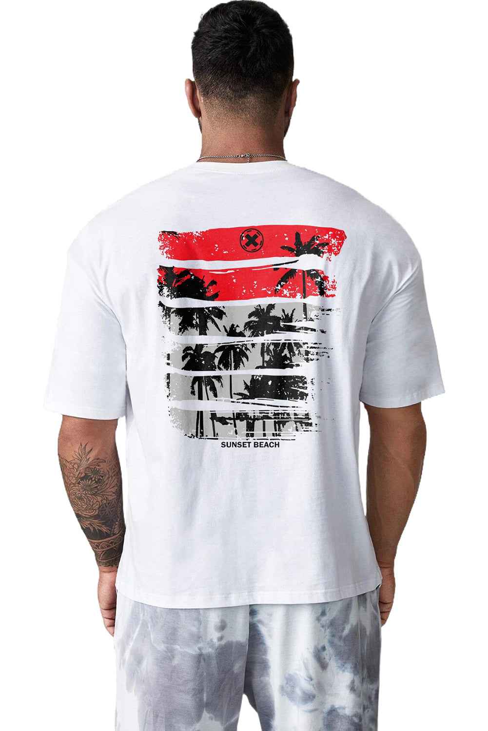 Robotic Bear Print Loose Drop Shoulder Men's T-shirt