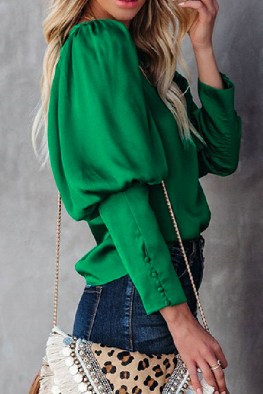 Satin Cuffed Sleeve Shirt