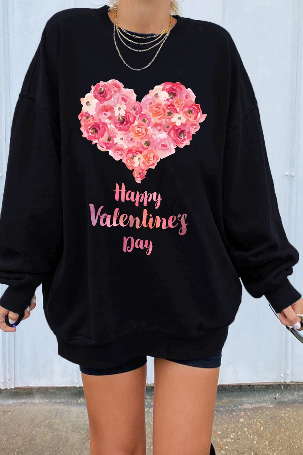 Dark Blue Oversized Solid Drop Shoulder Sweatshirt