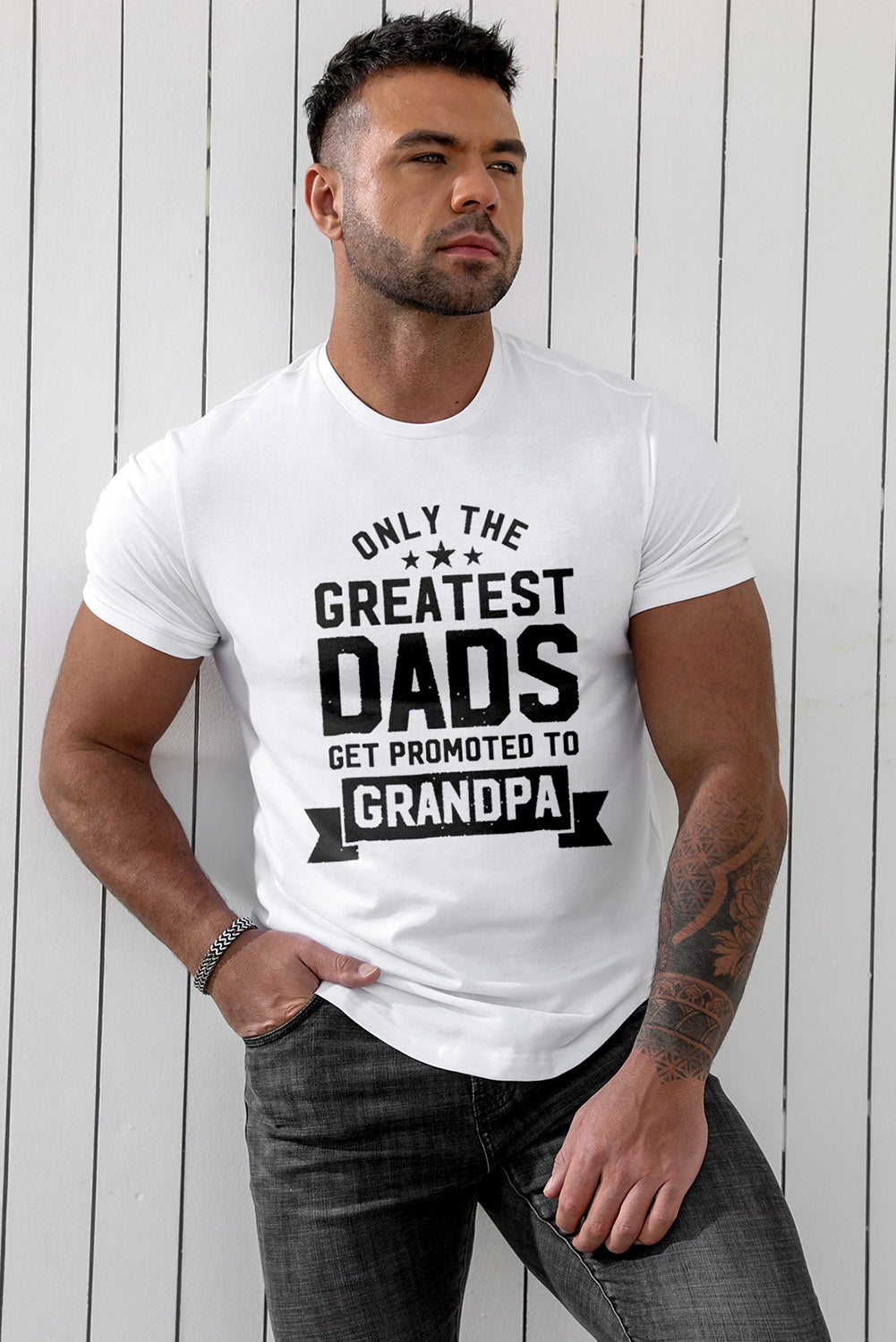 PAPA Letter Print Crewneck Short Sleeve Men's T Shirt