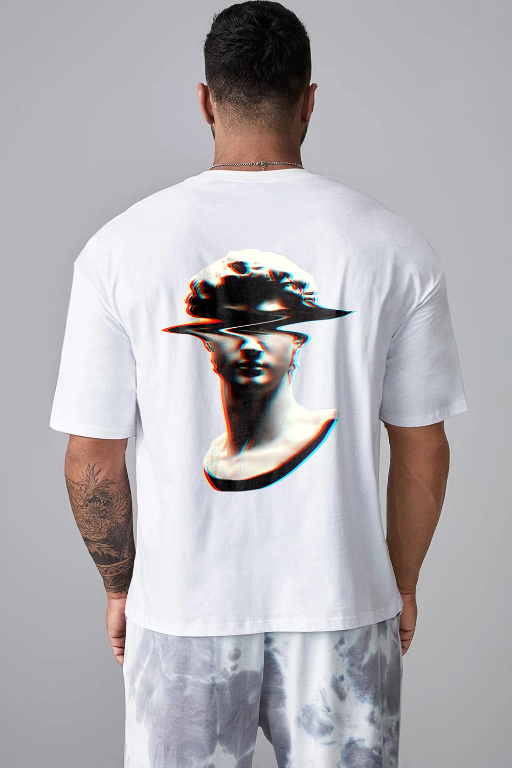 Robotic Bear Print Loose Drop Shoulder Men's T-shirt