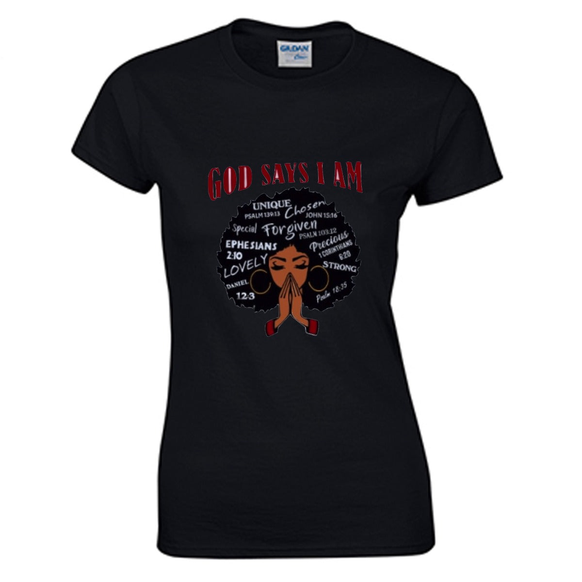 God Says I AM Women's O-neck T-shirt | Gildan 180GSM Cotton (DTG)
