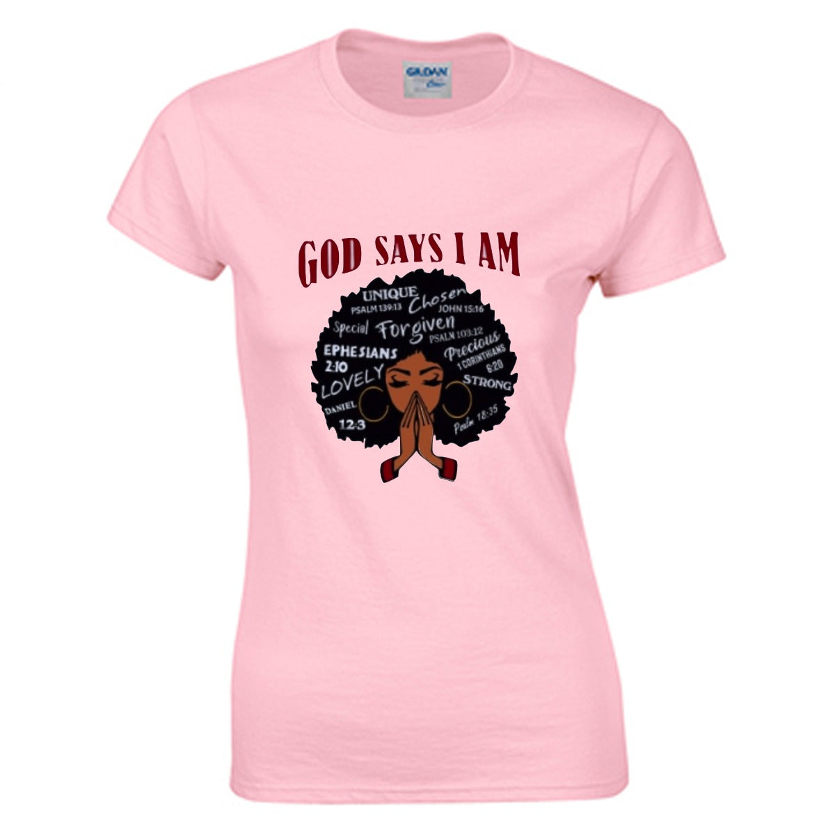 God Says I AM Women's O-neck T-shirt | Gildan 180GSM Cotton (DTG)