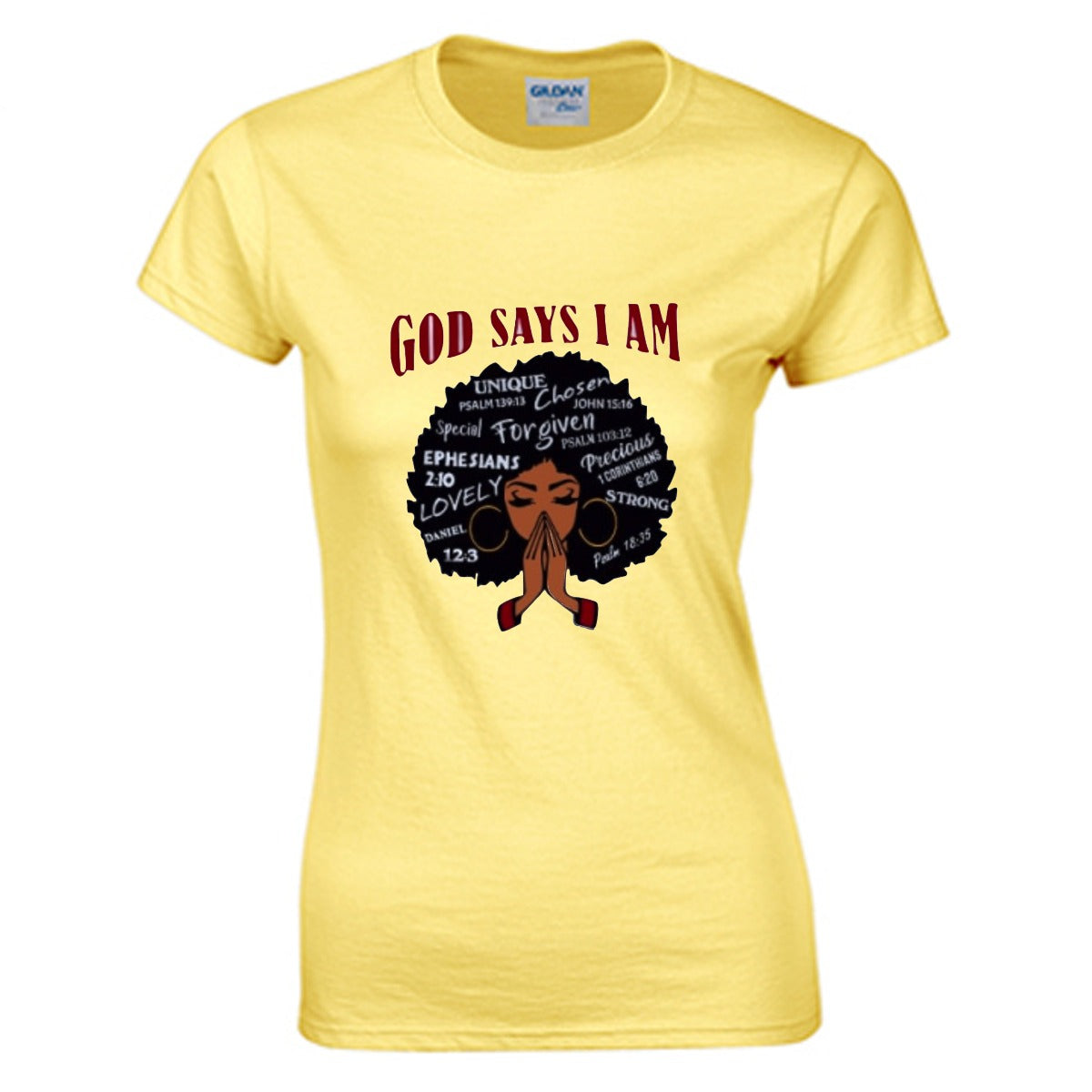 God Says I AM Women's O-neck T-shirt | Gildan 180GSM Cotton (DTG)