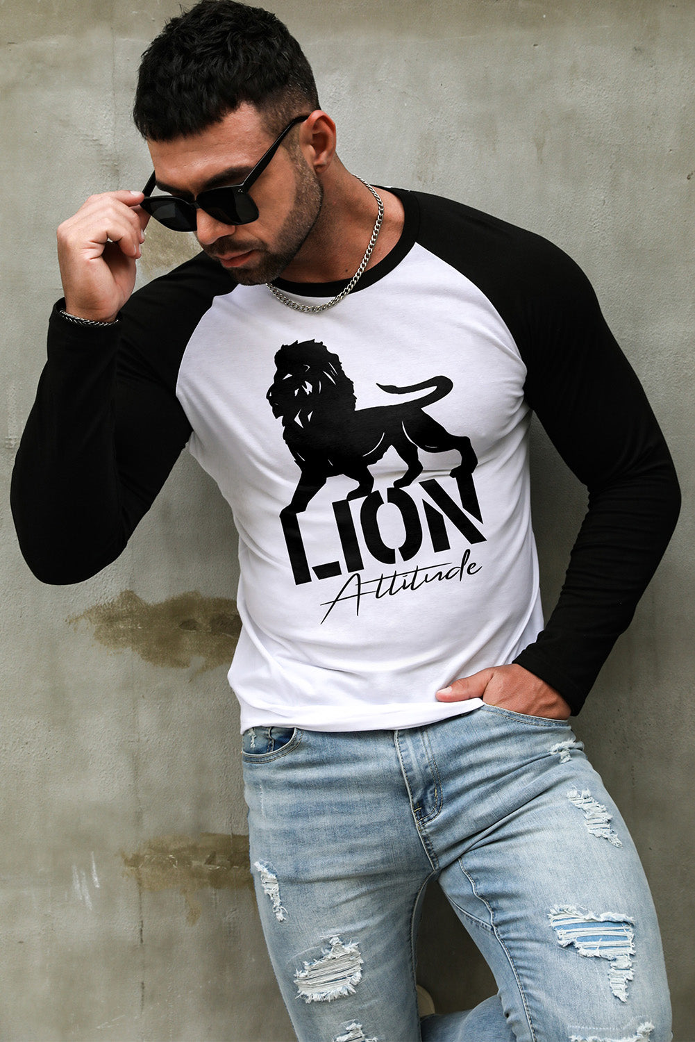 WITHOUT A STOP Horse Print Color Block Men's Top