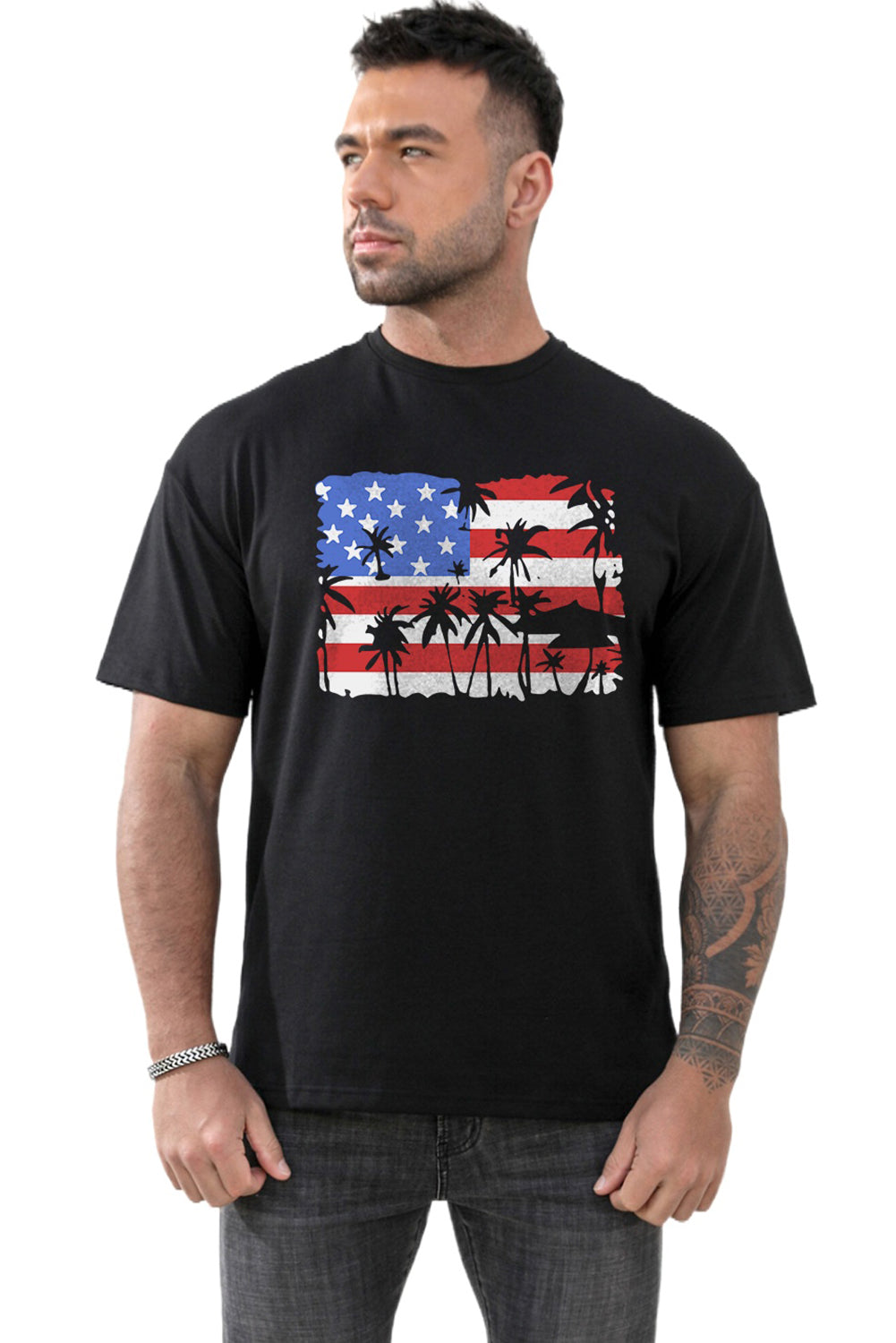 CRAYONS Letter Print O-neck Short Sleeve Men's T Shirt