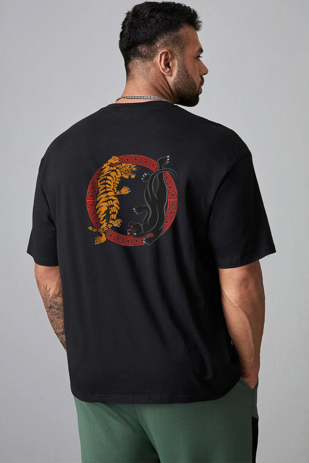 Robotic Bear Print Loose Drop Shoulder Men's T-shirt