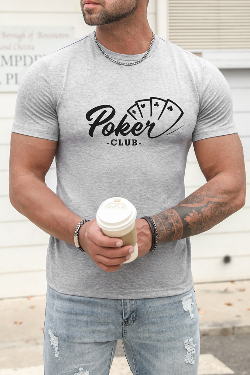 Men's Playing Cards Print Short Sleeve Graphic T-shirt
