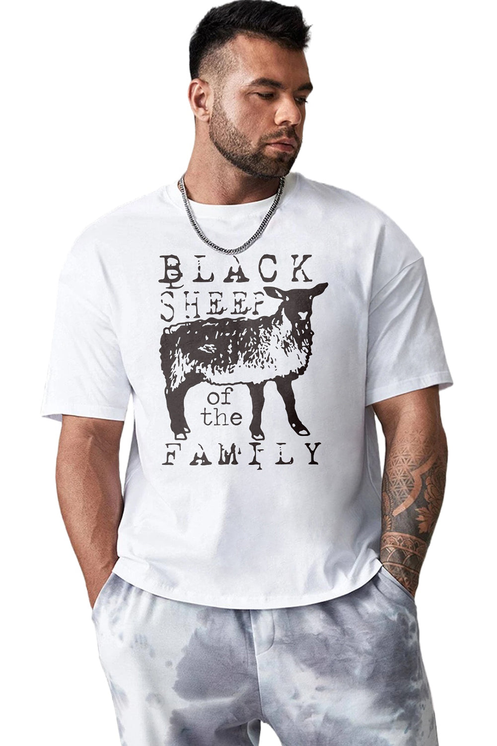 Robotic Bear Print Loose Drop Shoulder Men's T-shirt