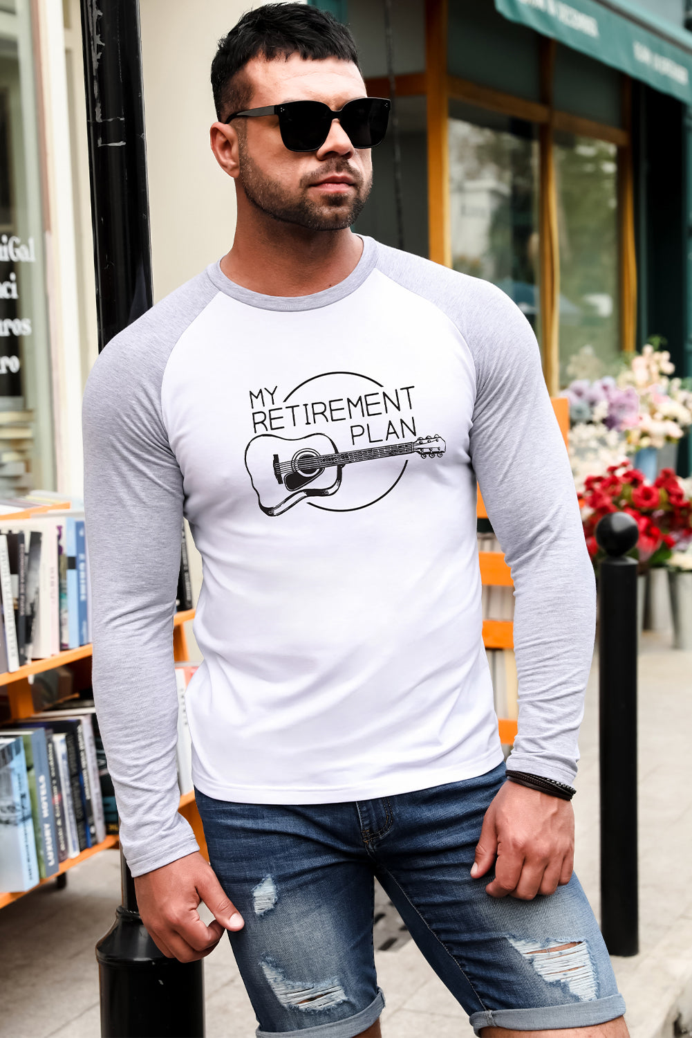 My Retirement Plan Guitar Print Color Block Men's Top
