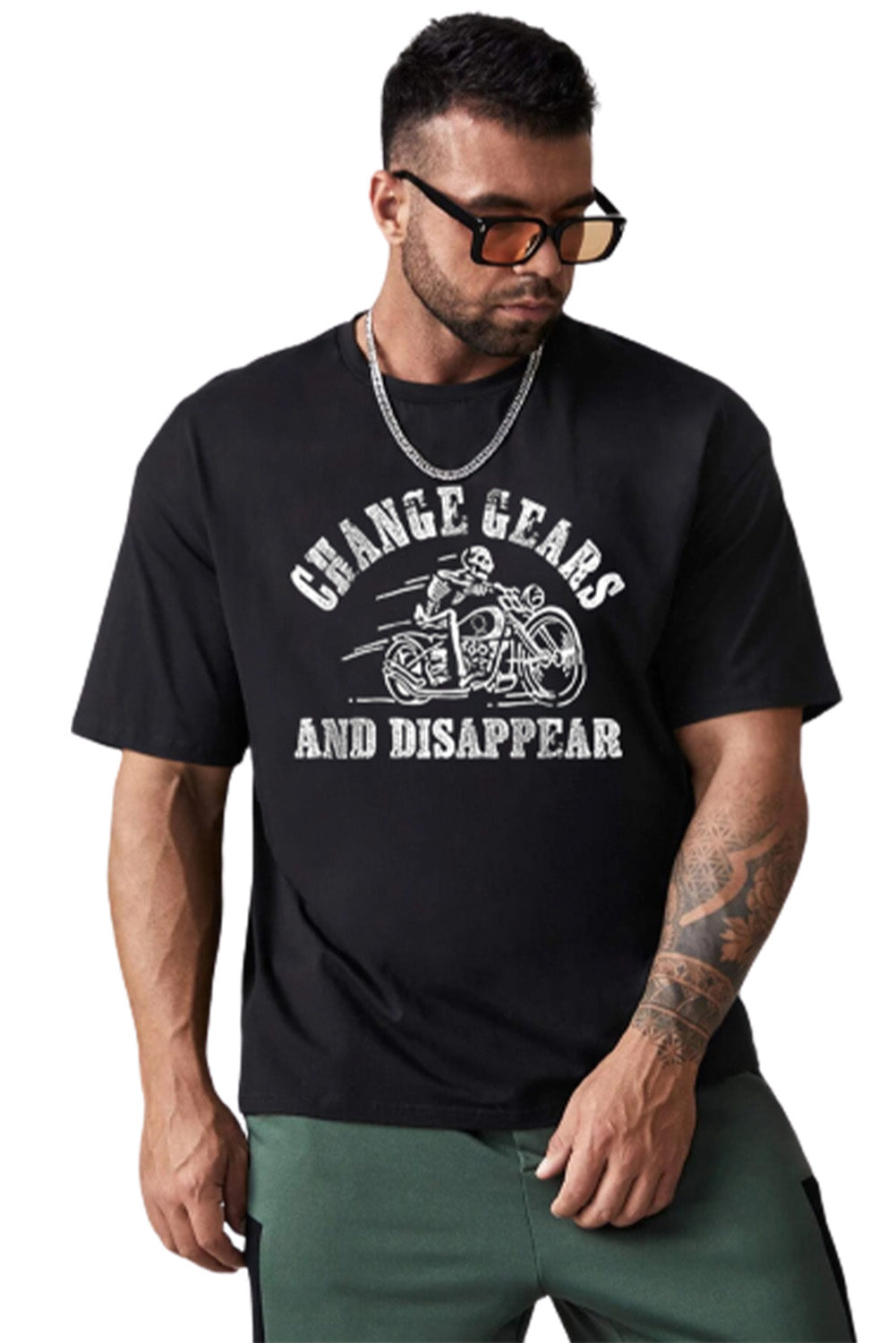 Robotic Bear Print Loose Drop Shoulder Men's T-shirt