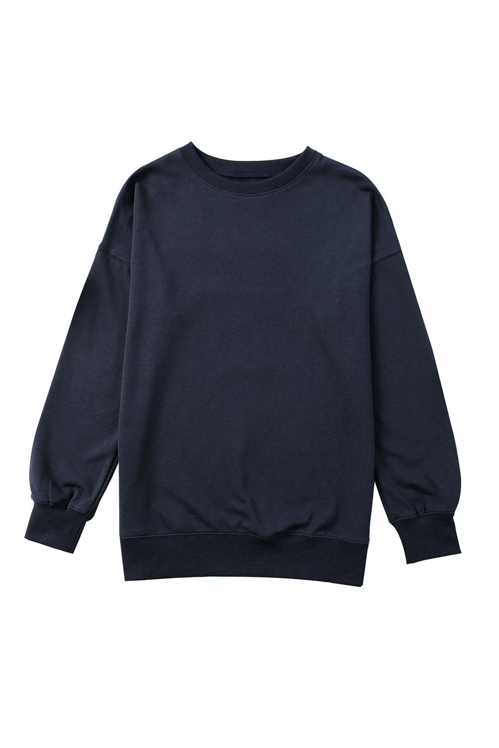Dark Blue Oversized Solid Drop Shoulder Sweatshirt