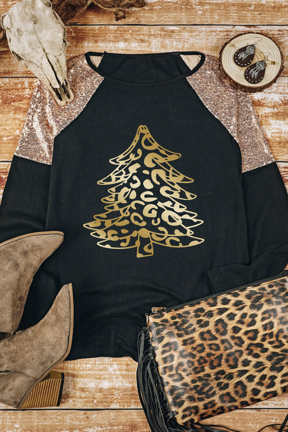 Let's Get Smashed Pumpkin Glitter Print Sequin Contrast Top