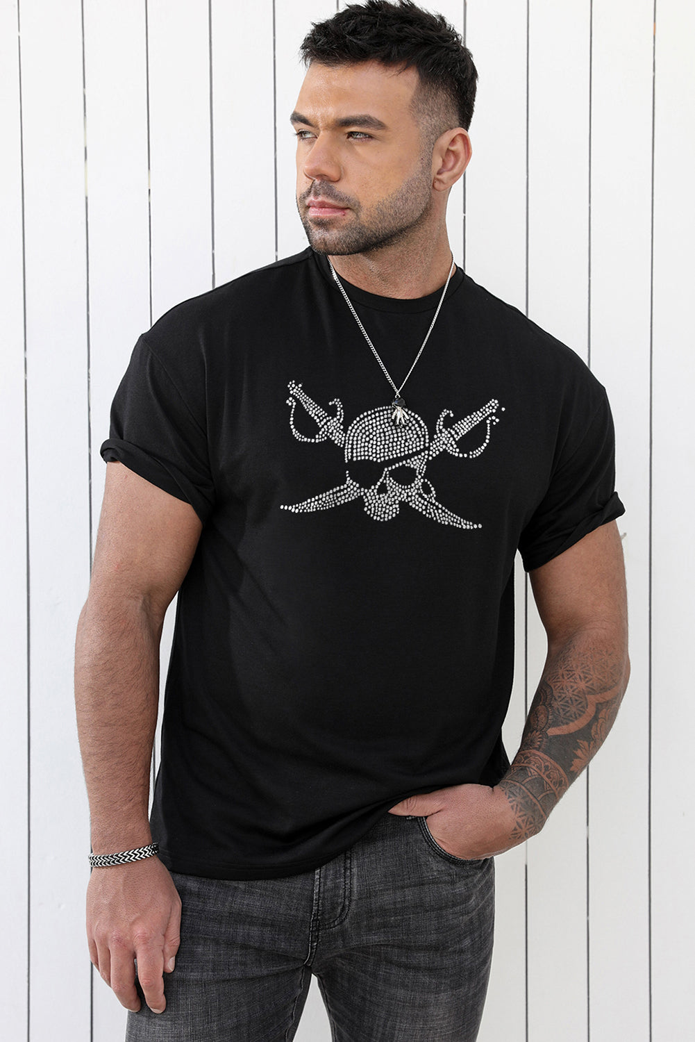 CRAYONS Letter Print O-neck Short Sleeve Men's T Shirt