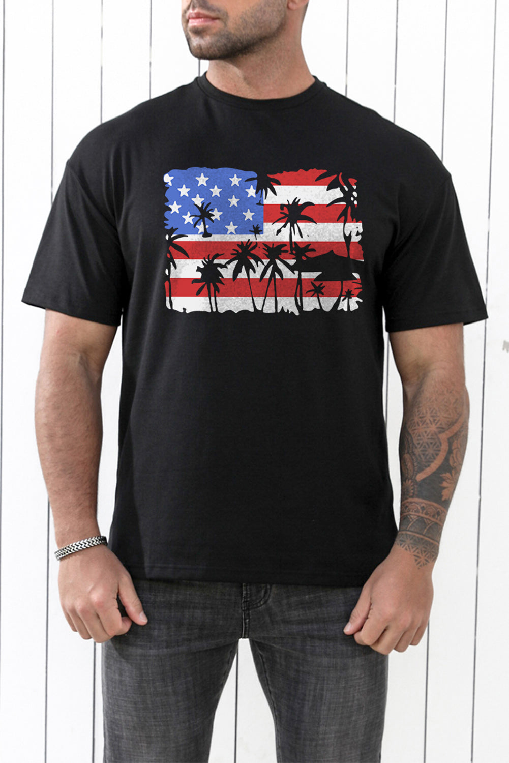 CRAYONS Letter Print O-neck Short Sleeve Men's T Shirt