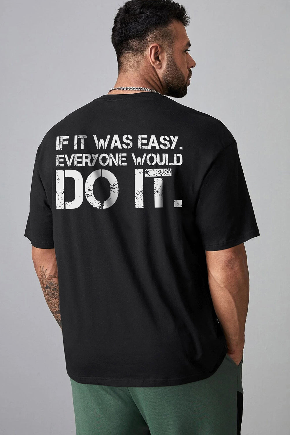 DO IT Letter Print O Neck Men's Oversized Tee