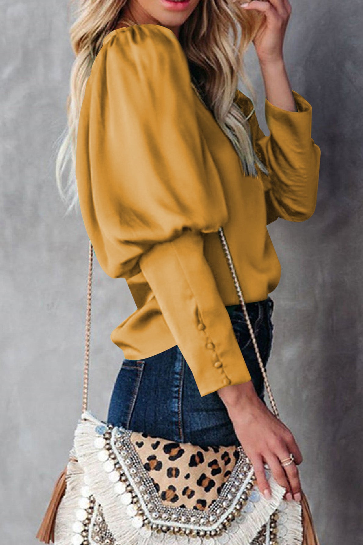 Satin Cuffed Sleeve Shirt