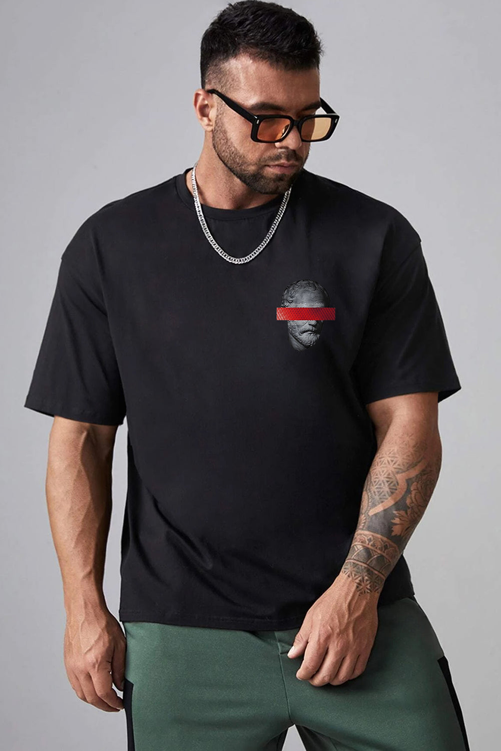 Robotic Bear Print Loose Drop Shoulder Men's T-shirt