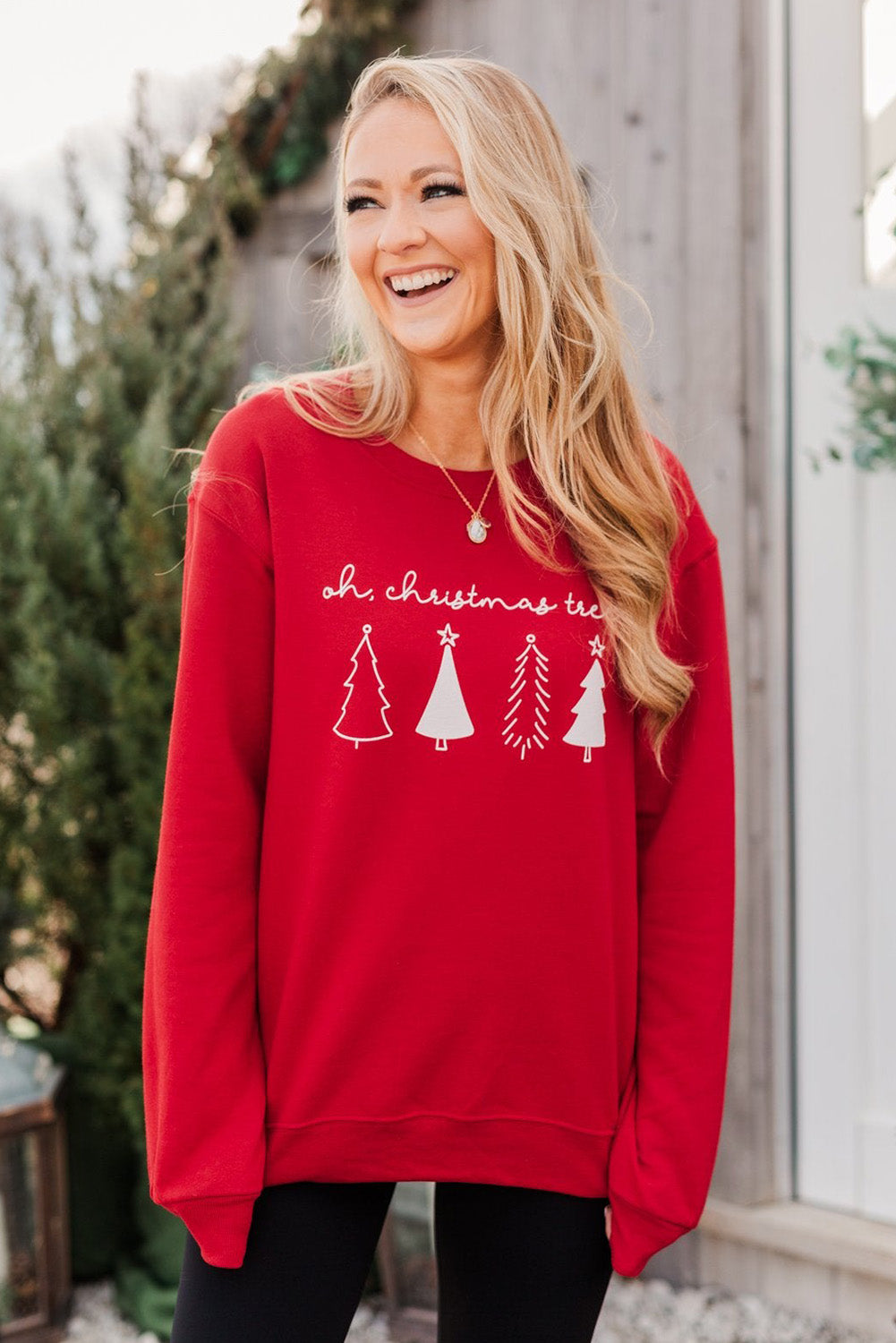 Merry Christmas Graphic Print Long Sleeve Sweatshirt