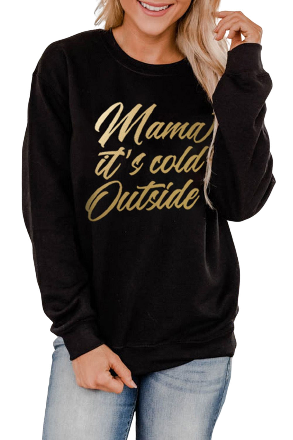 Merry Christmas Graphic Print Long Sleeve Sweatshirt