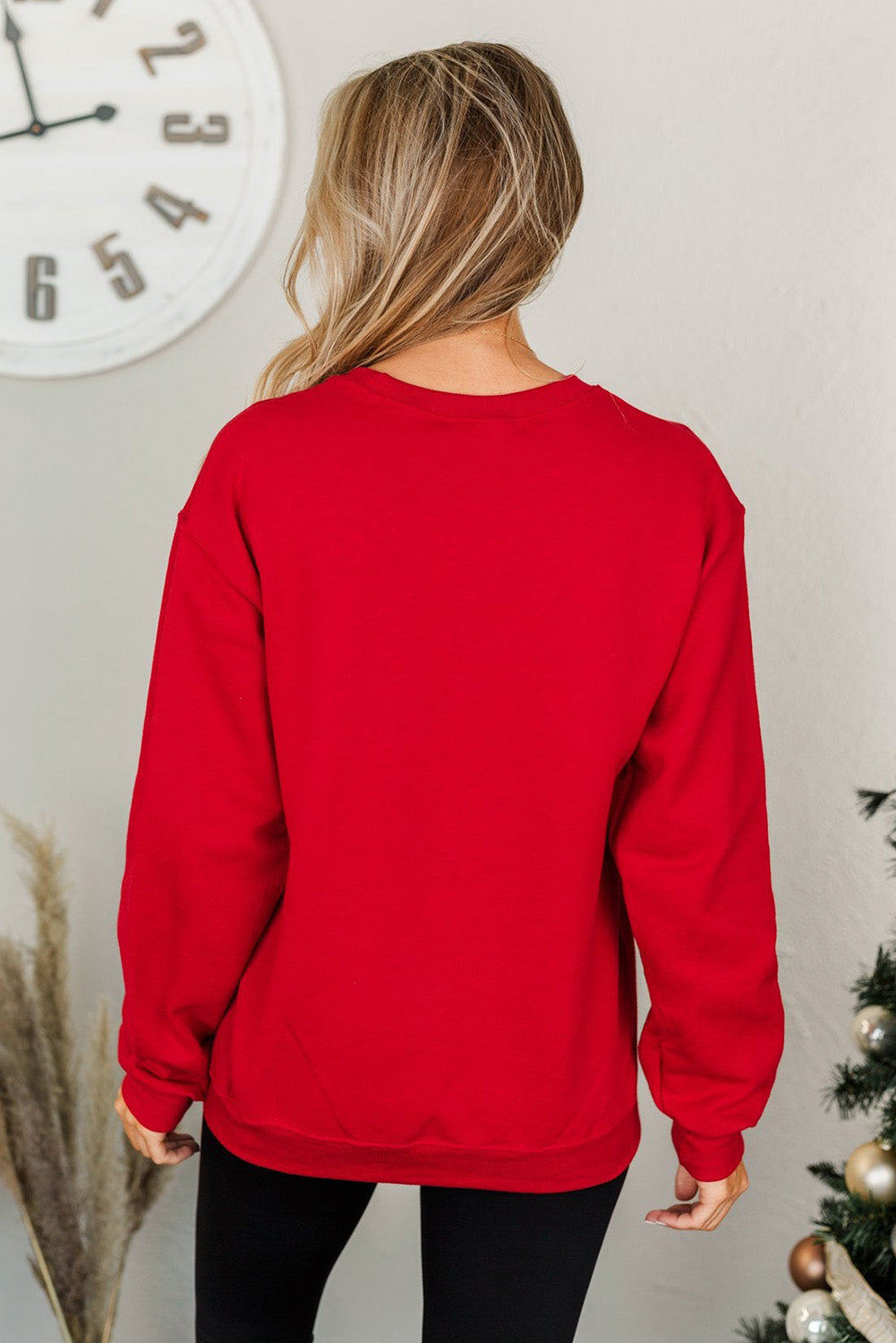 Merry Christmas Graphic Print Long Sleeve Sweatshirt