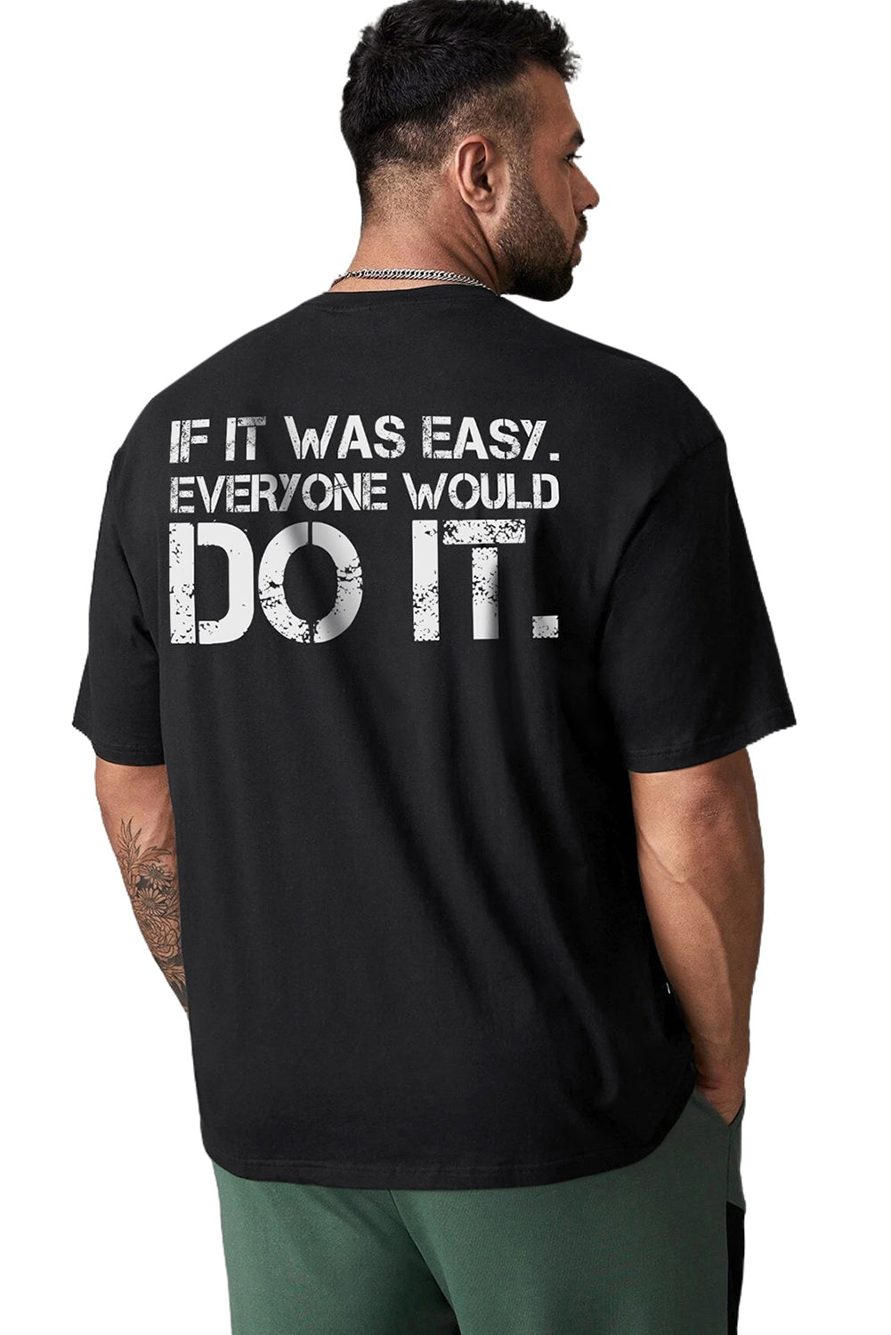 DO IT Letter Print O Neck Men's Oversized Tee