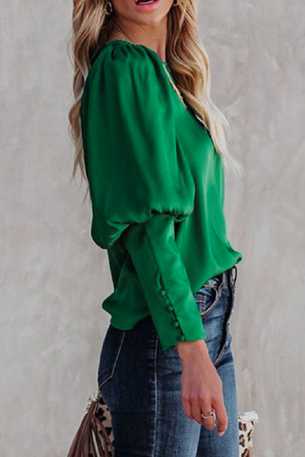 Satin Cuffed Sleeve Shirt