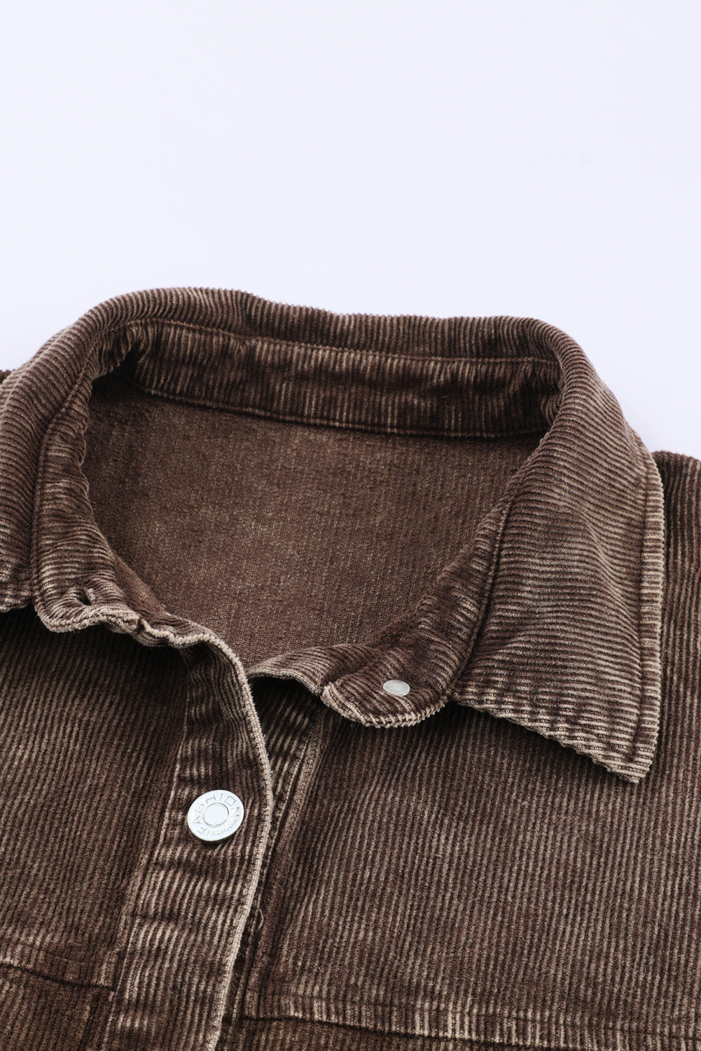 Chest Pocket Buttoned Corduroy Shacket