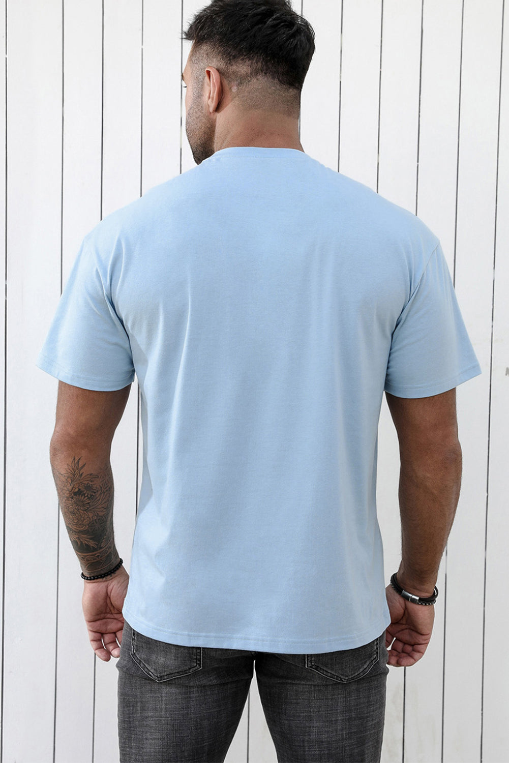 CRAYONS Letter Print O-neck Short Sleeve Men's T Shirt