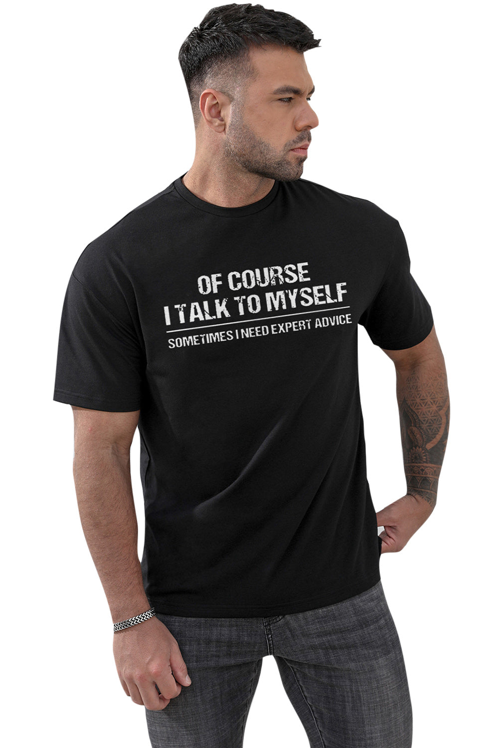 CRAYONS Letter Print O-neck Short Sleeve Men's T Shirt