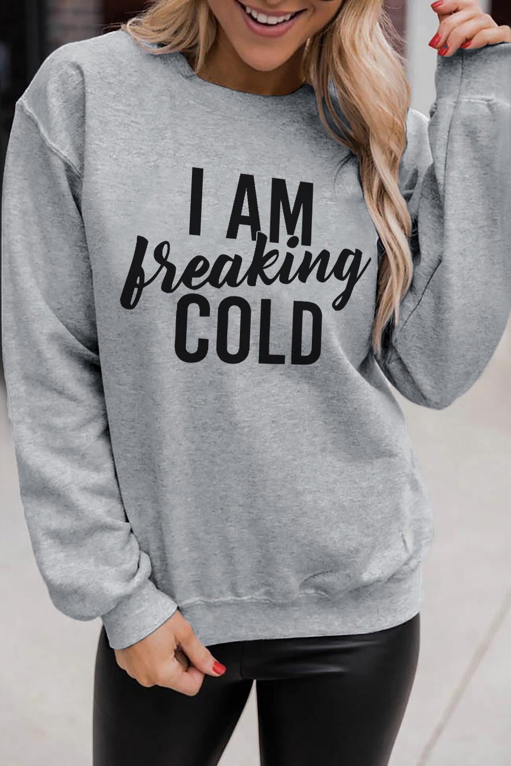 Merry Christmas Graphic Print Long Sleeve Sweatshirt