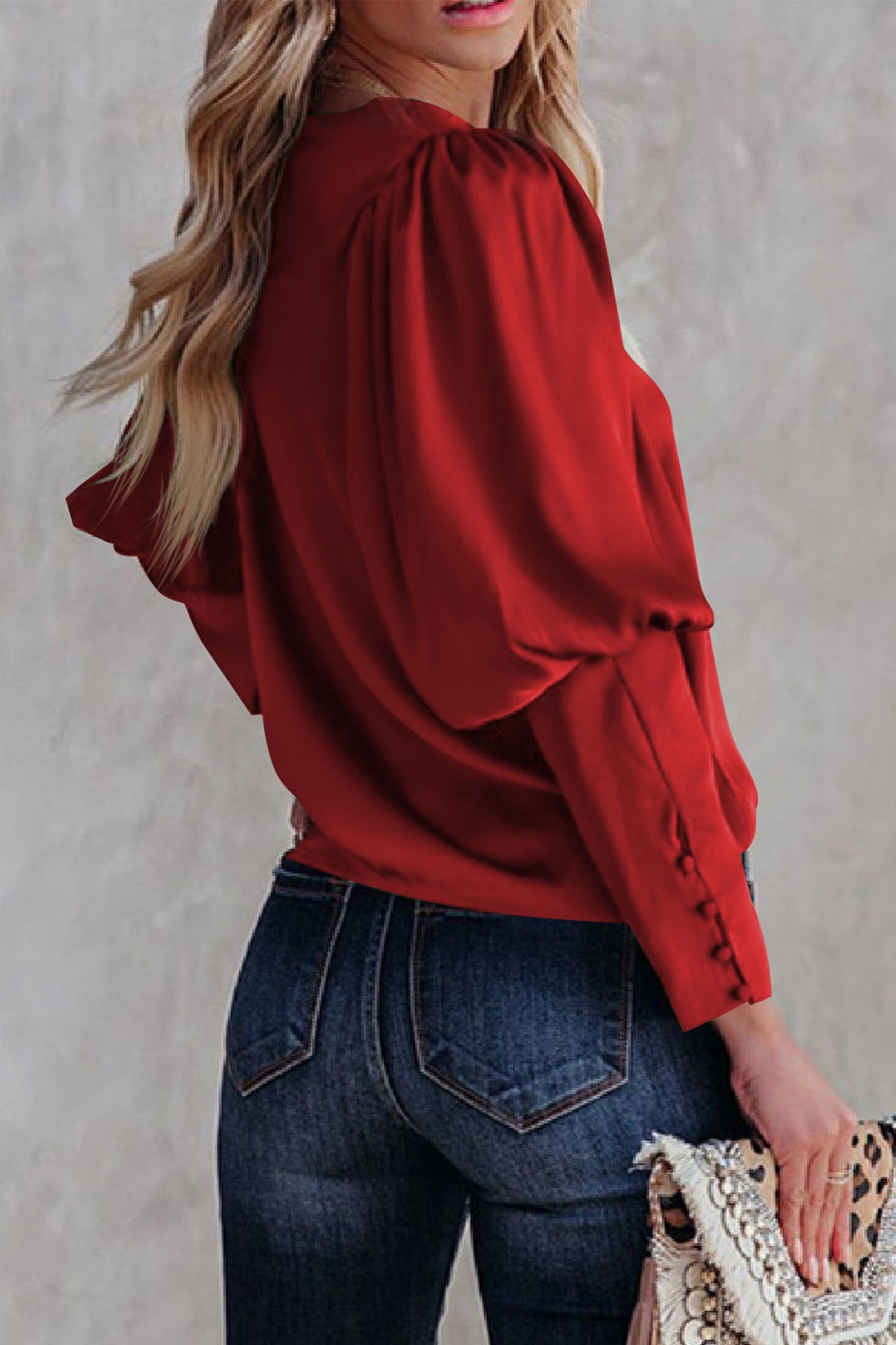 Satin Cuffed Sleeve Shirt