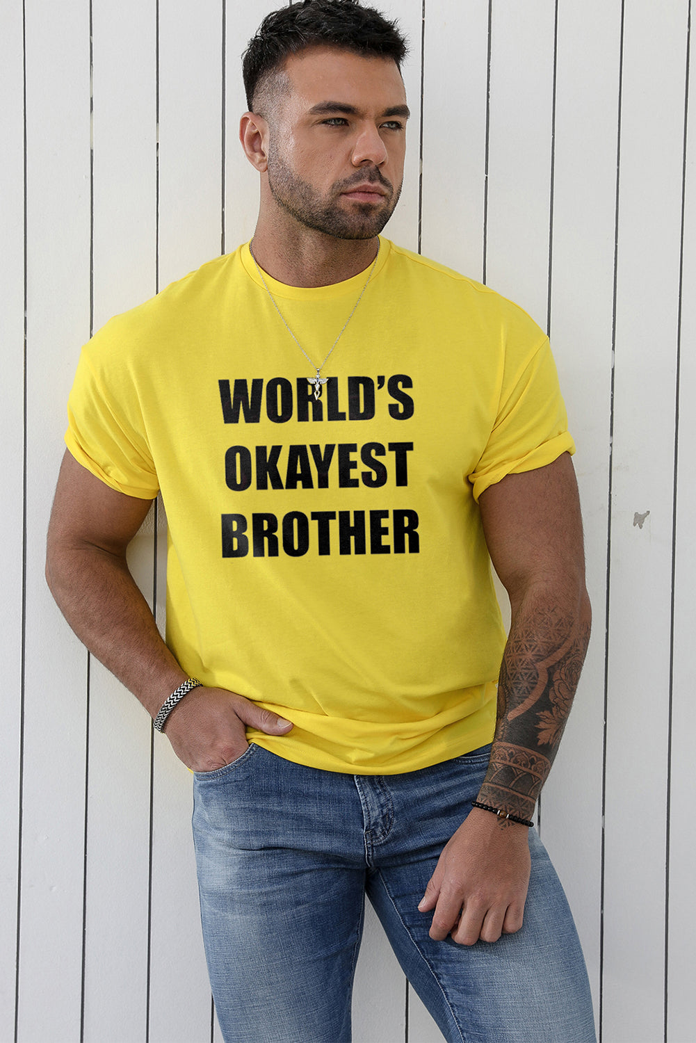 CRAYONS Letter Print O-neck Short Sleeve Men's T Shirt