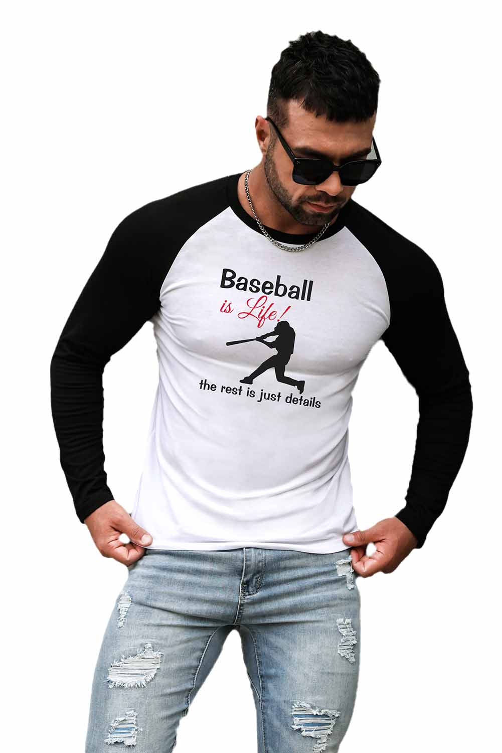 Men's Letter Skull Print Color Block Long Sleeve Top
