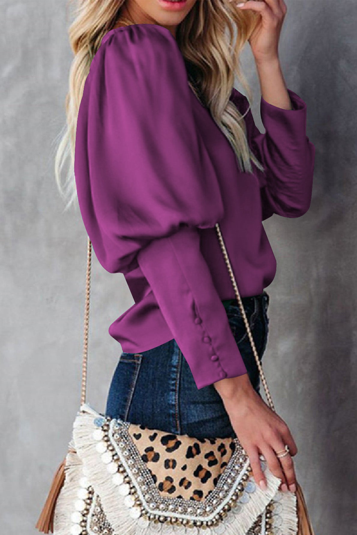 Satin Cuffed Sleeve Shirt