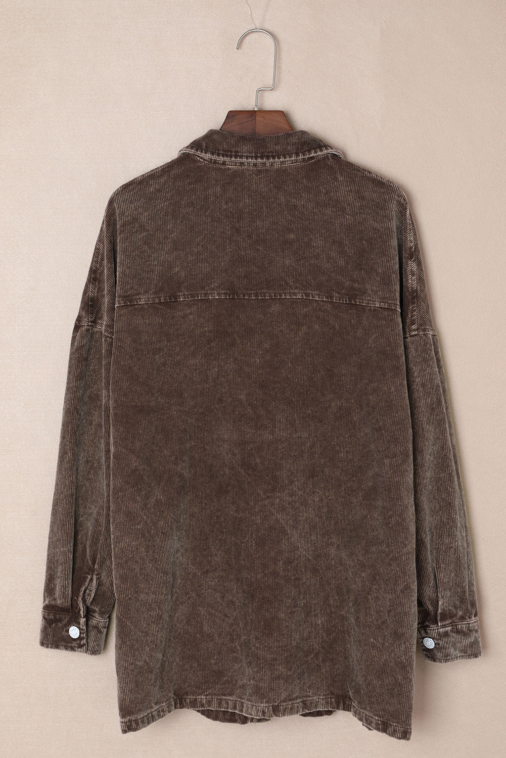 Chest Pocket Buttoned Corduroy Shacket