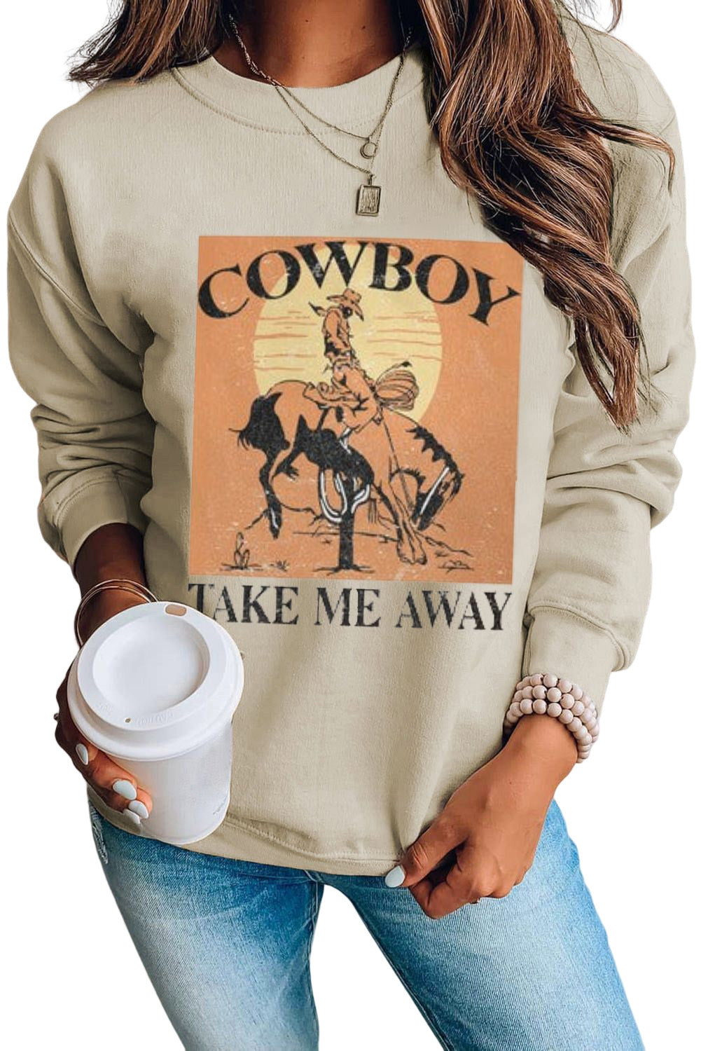 Merry Christmas Graphic Print Long Sleeve Sweatshirt