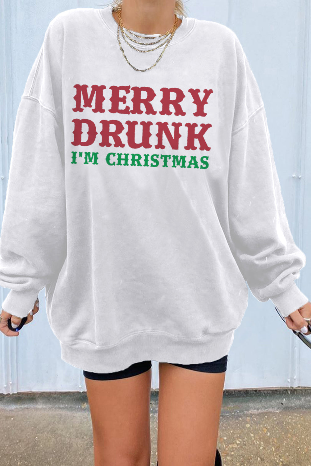 Dark Blue Oversized Solid Drop Shoulder Sweatshirt