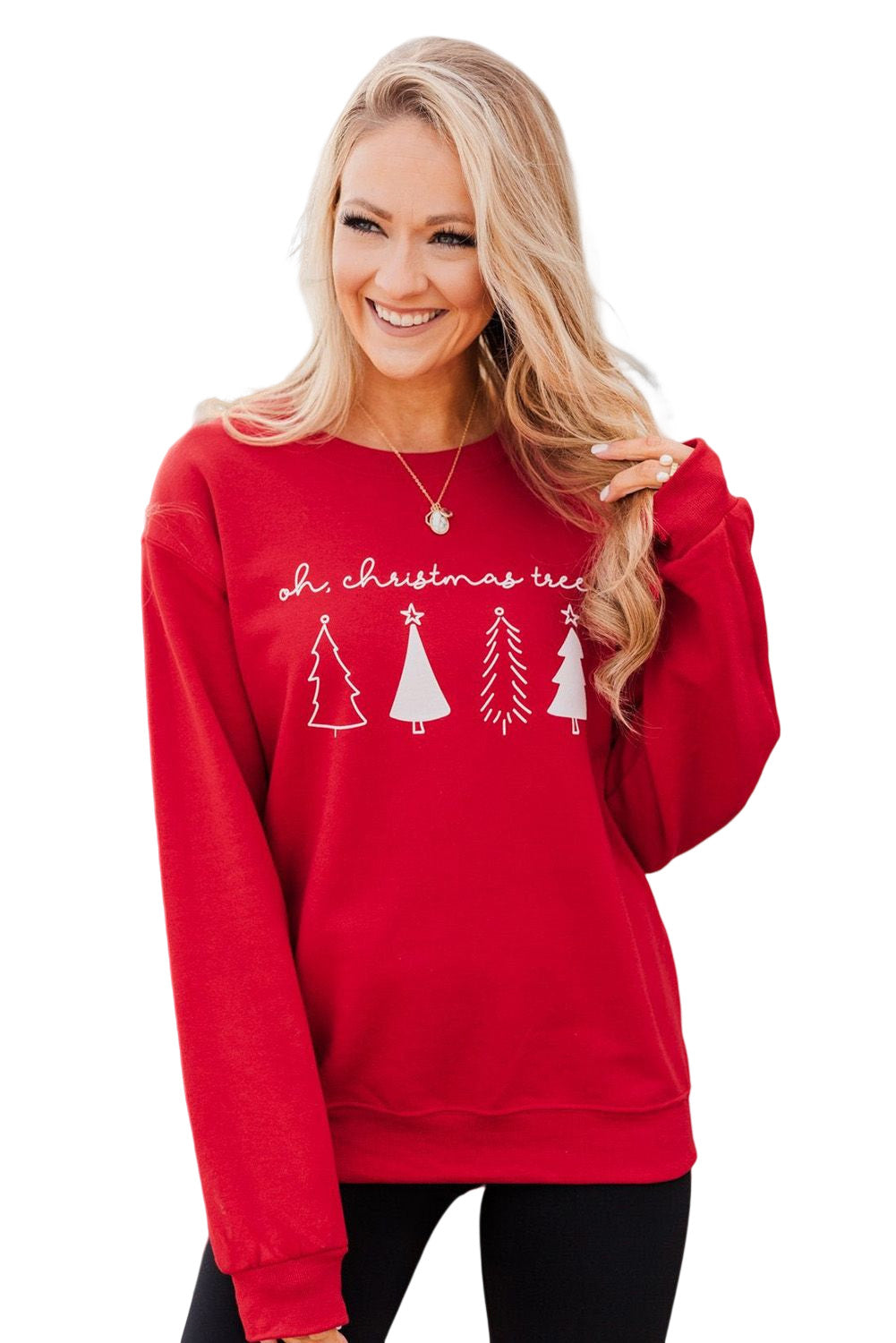 Merry Christmas Graphic Print Long Sleeve Sweatshirt