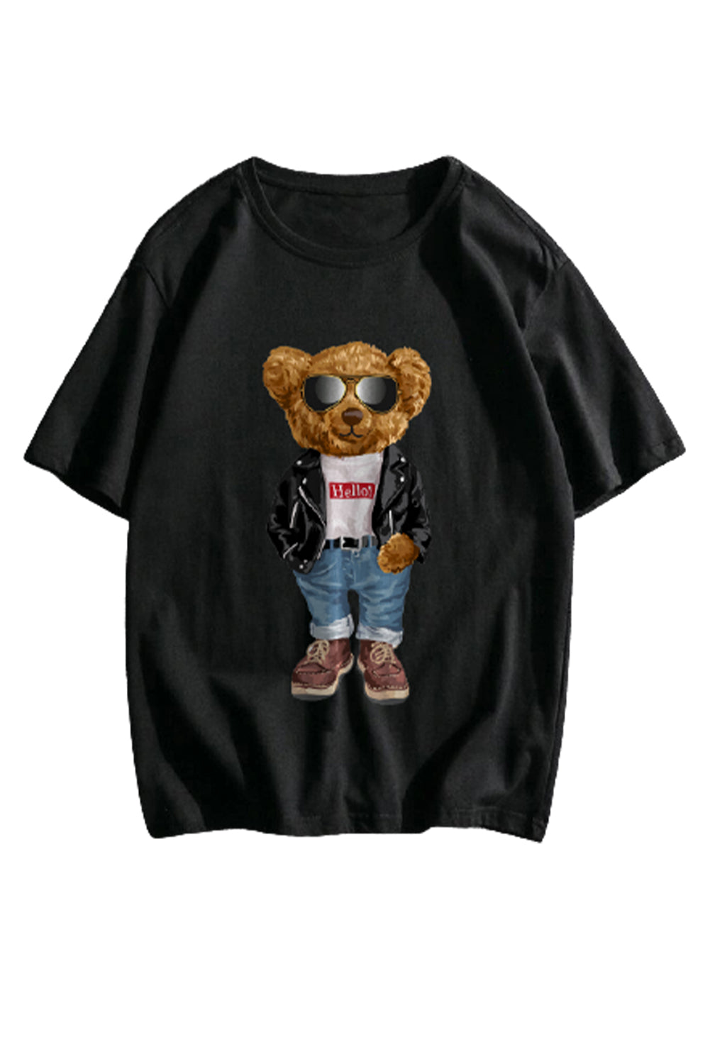 Robotic Bear Print Loose Drop Shoulder Men's T-shirt