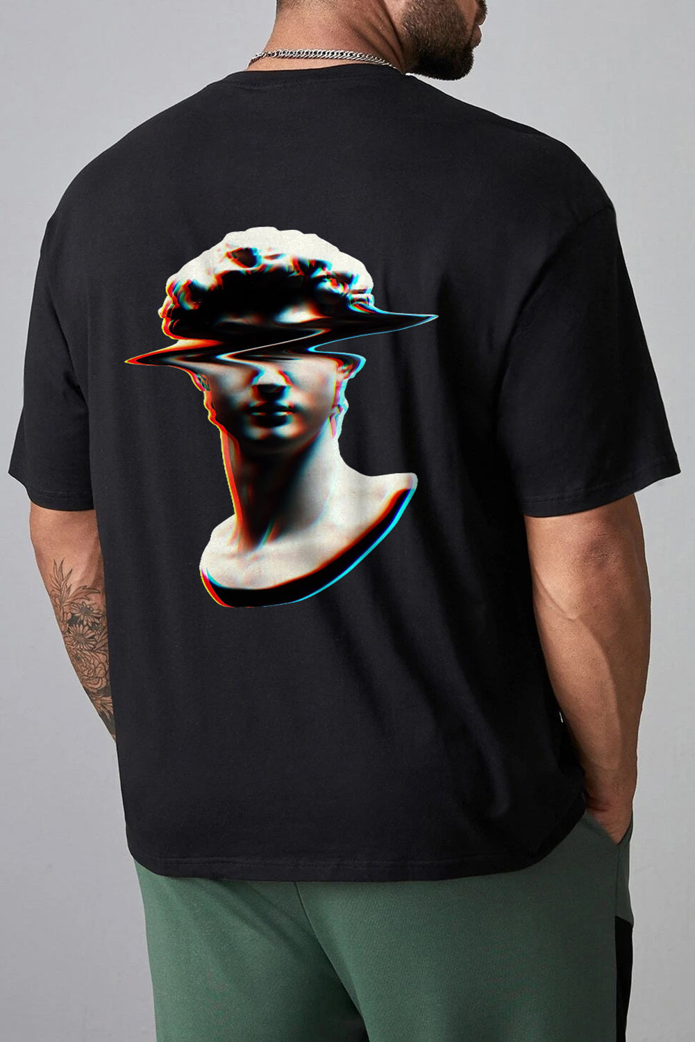 Robotic Bear Print Loose Drop Shoulder Men's T-shirt
