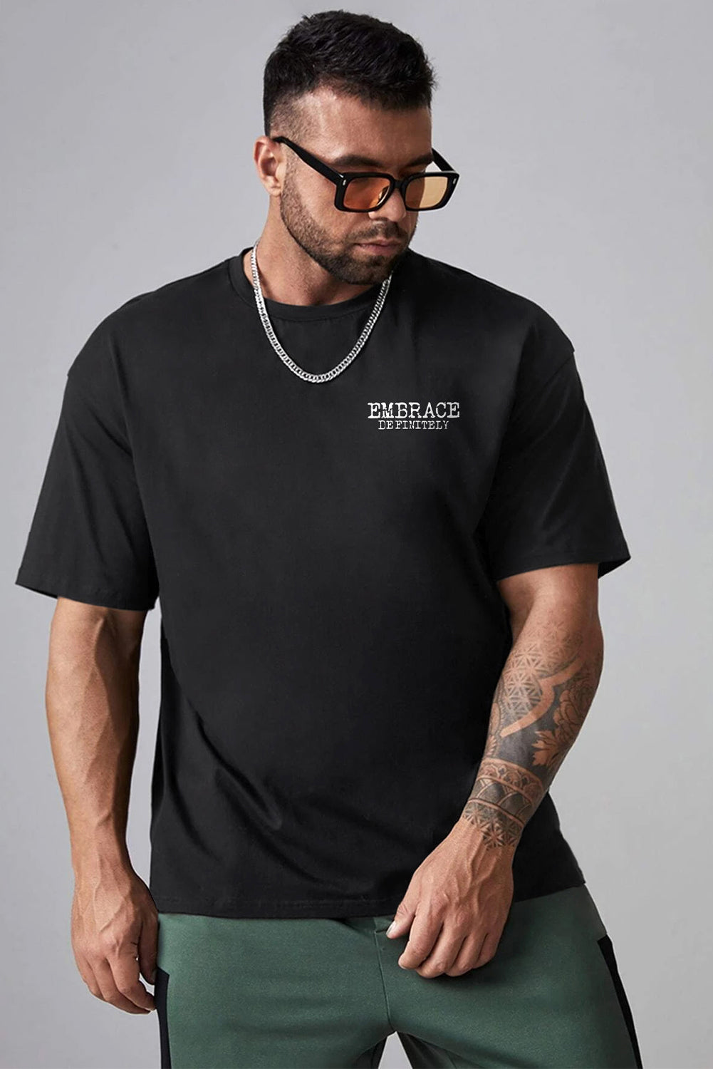 DO IT Letter Print O Neck Men's Oversized Tee